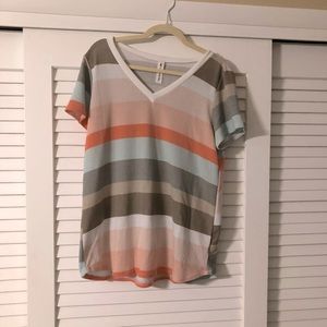Vanilla Bay v-neck striped tee